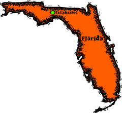 Florida woodcut map showing location of Tallahassee