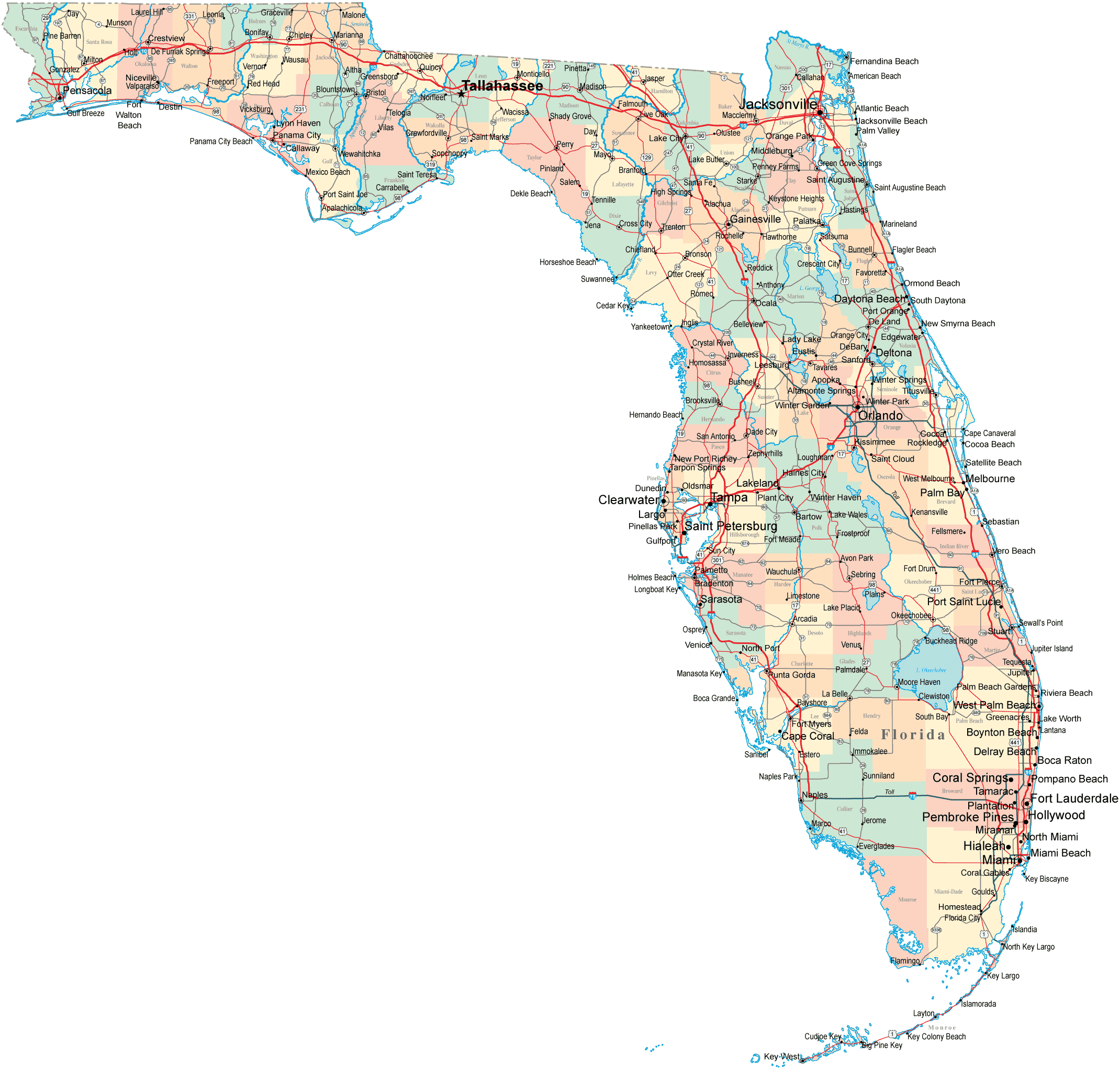 Florida Road Map Fl Road Map Florida Highway Map